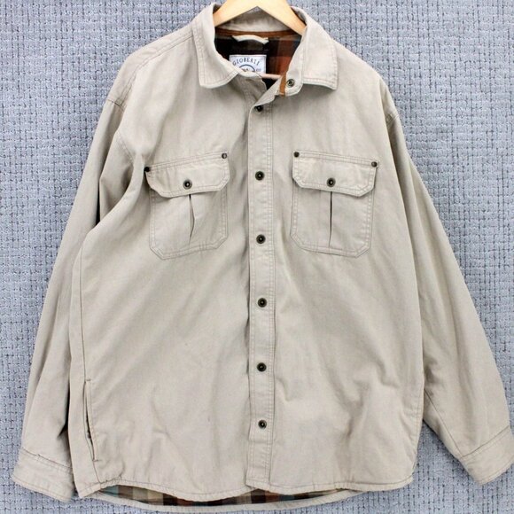 Gioberti Jacket Mens XL Beige Button Down Long Sleeve Insulated Casual Cotton - Picture 1 of 8